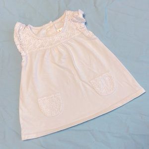 Gymboree white shirt eyelet lace detail ruffle cap sleeve 6-12 months pockets